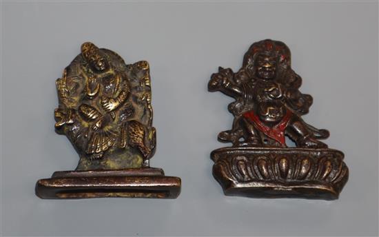 Two Sino-Tibetan bronze figures of deities, 19th century